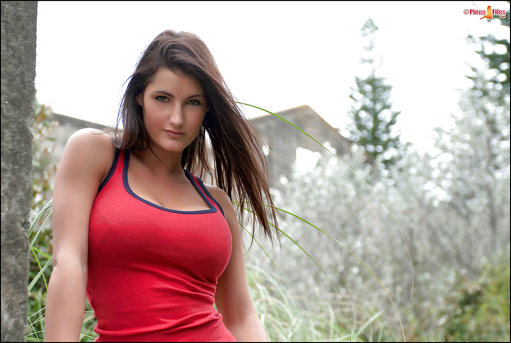 Brunette Euro Babe Emma Twigg Freeing Large Natural Tits And Ass Outdoors